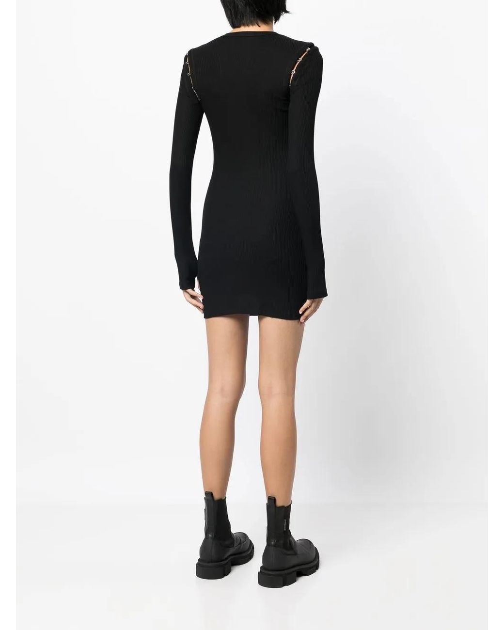 Dion Lee Black Hook And Eye Ribbed Mini Dress