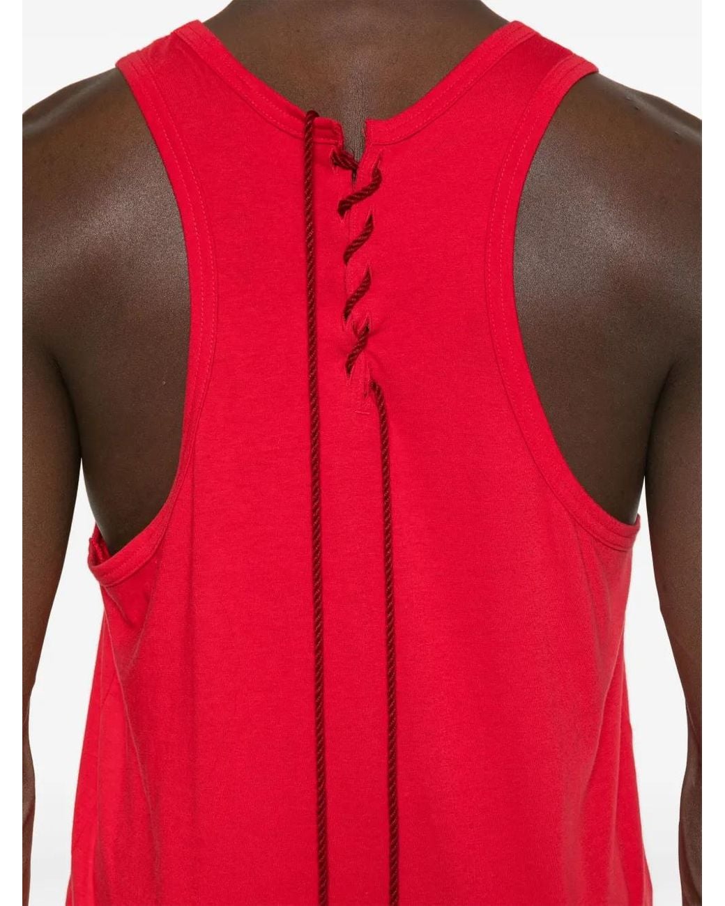 Yohji Yamamoto Red Lace-Up Tank Top for men