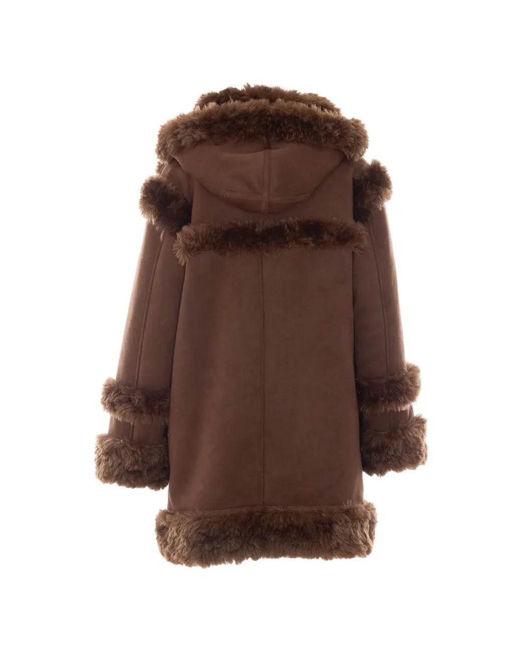 Vegancode Brown Reversible Faux-Fur-Trim Coat