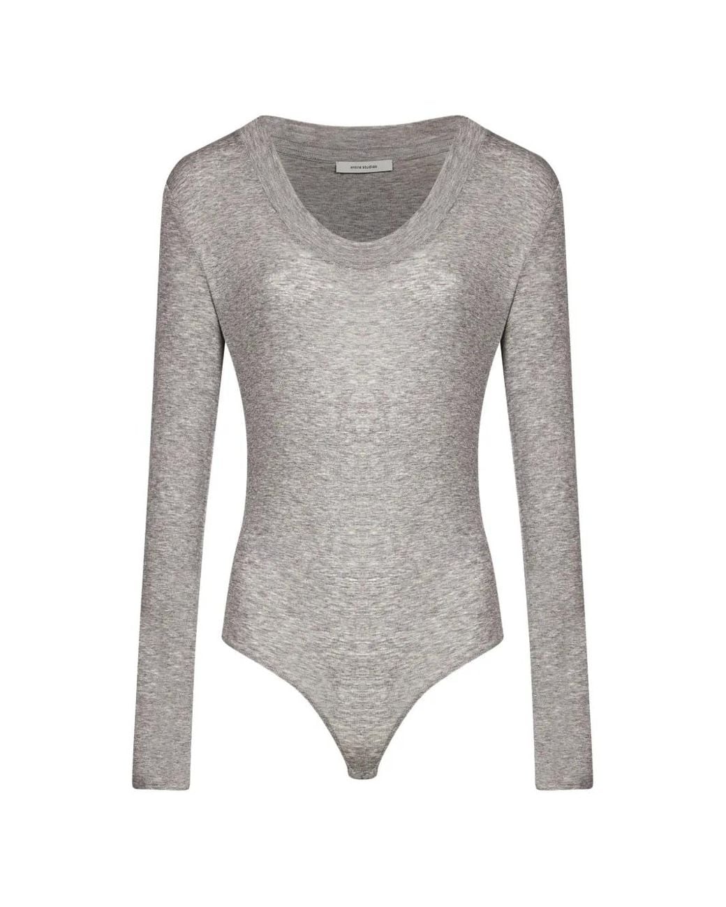 Entire studios Gray Scoop-Neck Long-Sleeve Bodysuit