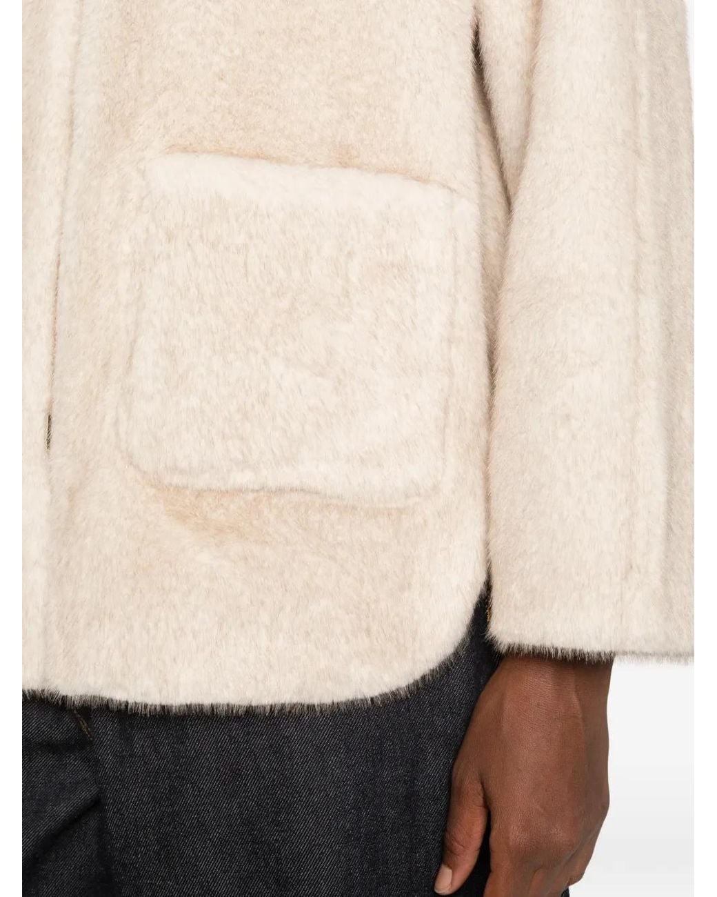 Betta Corradi White Faux-Fur Hooded Jacket