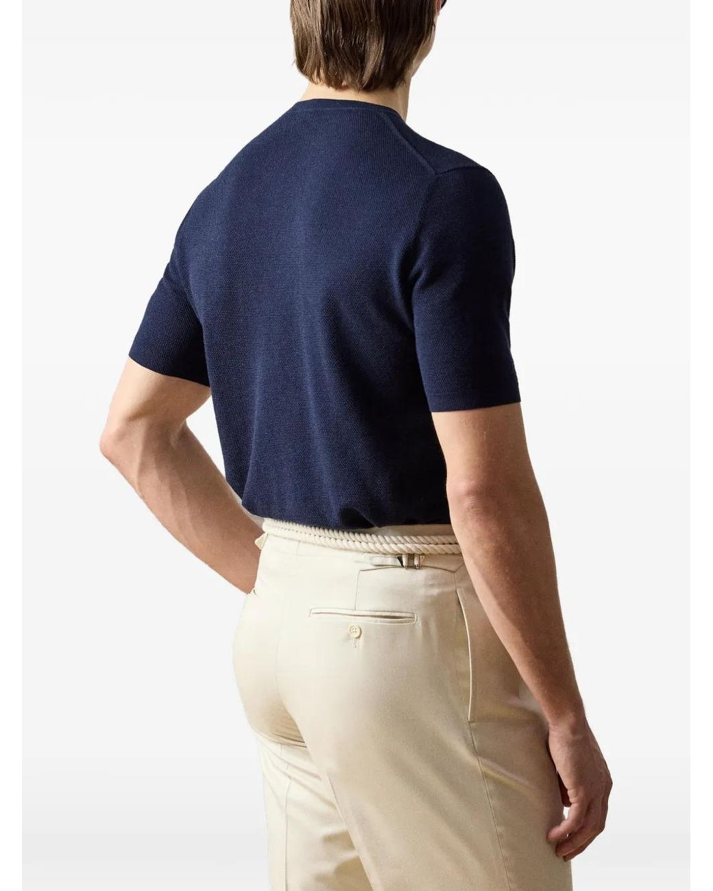 Ralph Lauren Blue T-Shirt En Maille À Manches Courtes for men