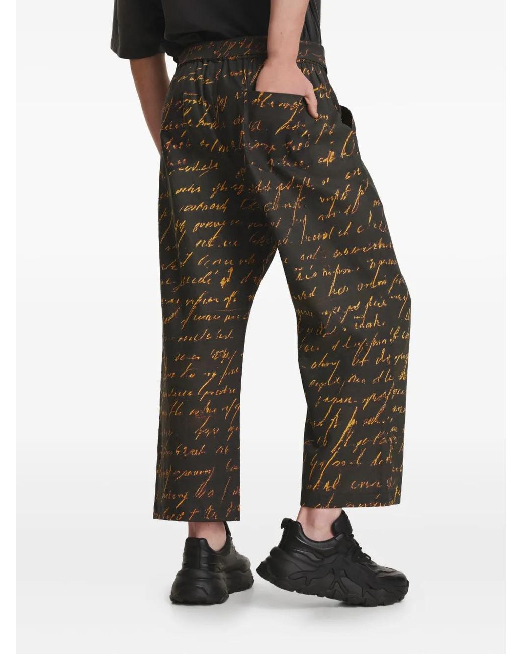 IRINA VOINEA Black Writings Trousers for men