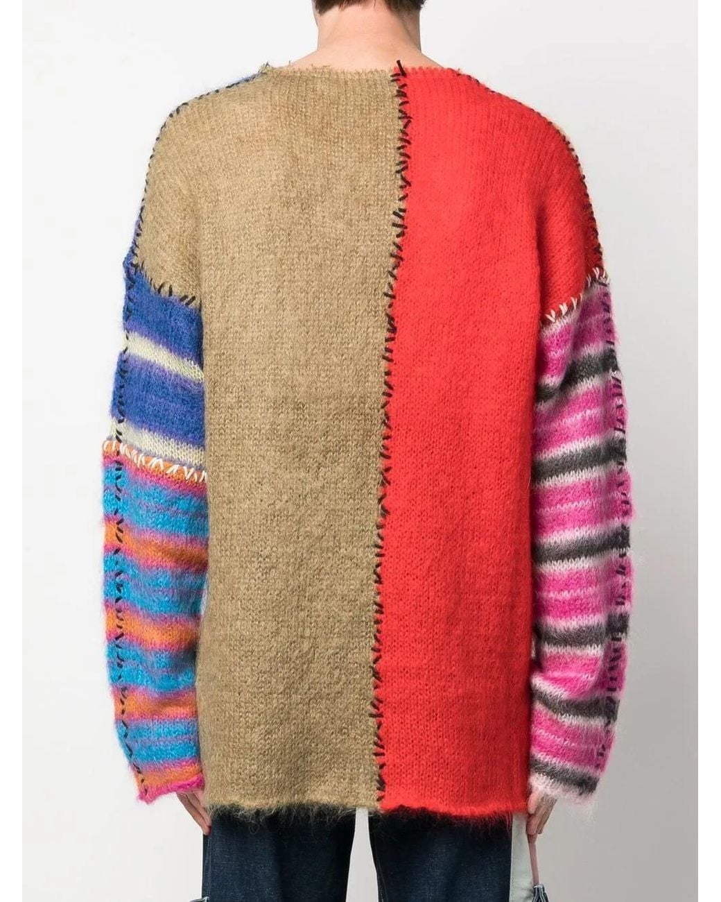 Marni Blue Oversized Patchwork Jumper for men