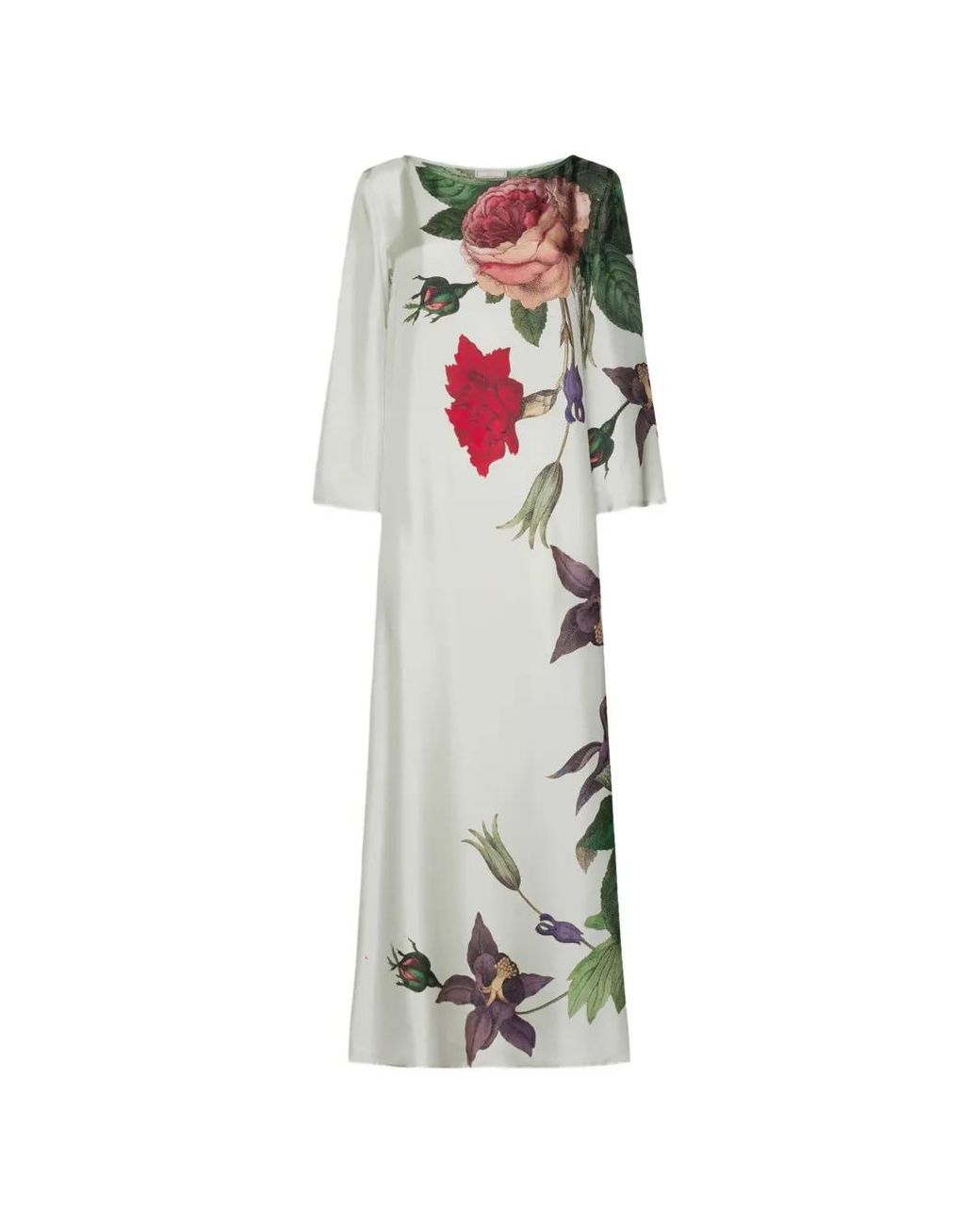 Pierre Louis Mascia White Aloe Floral-Print Silk Maxi Dress