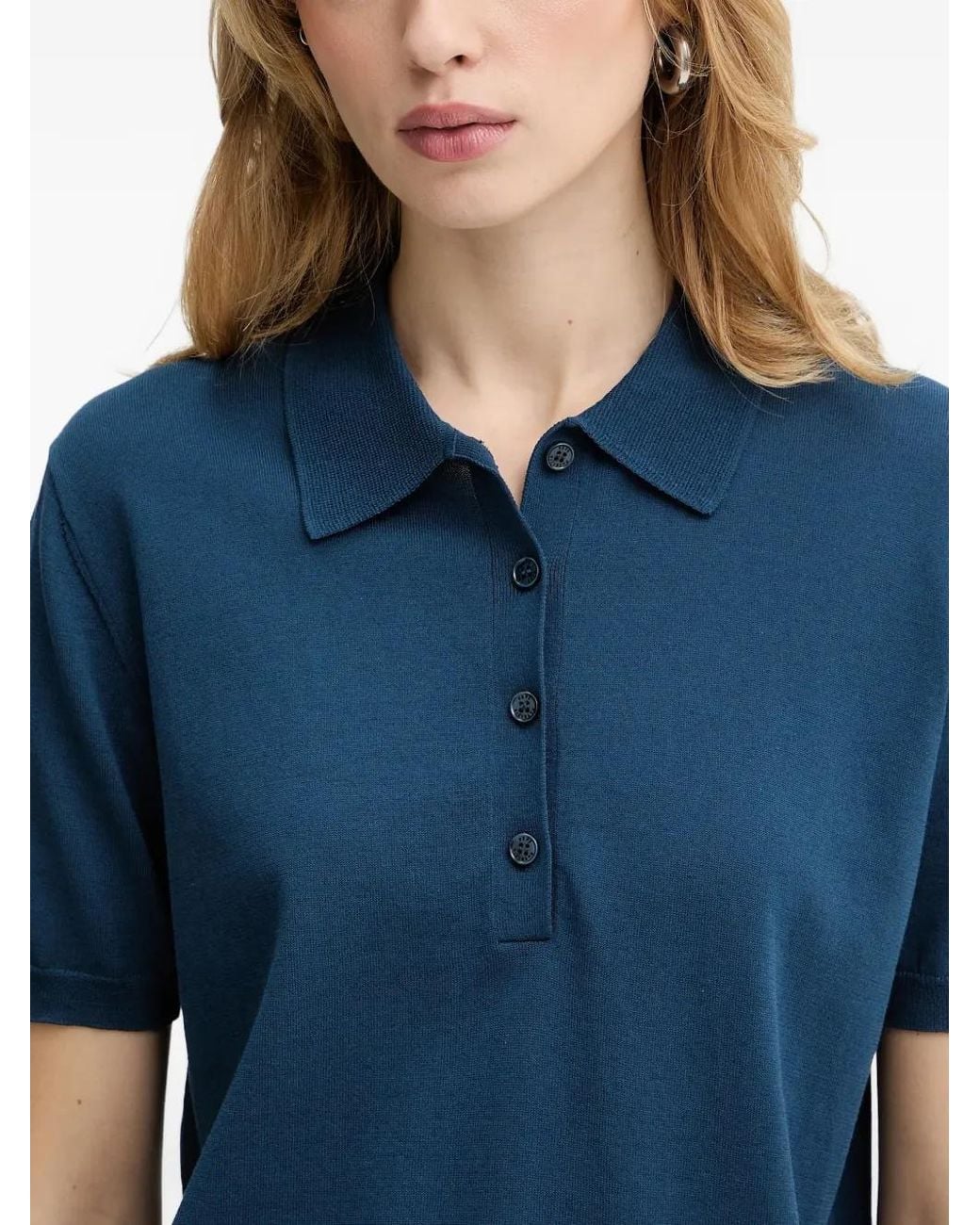 Patrizia Pepe Blue Buttoned Polo Top
