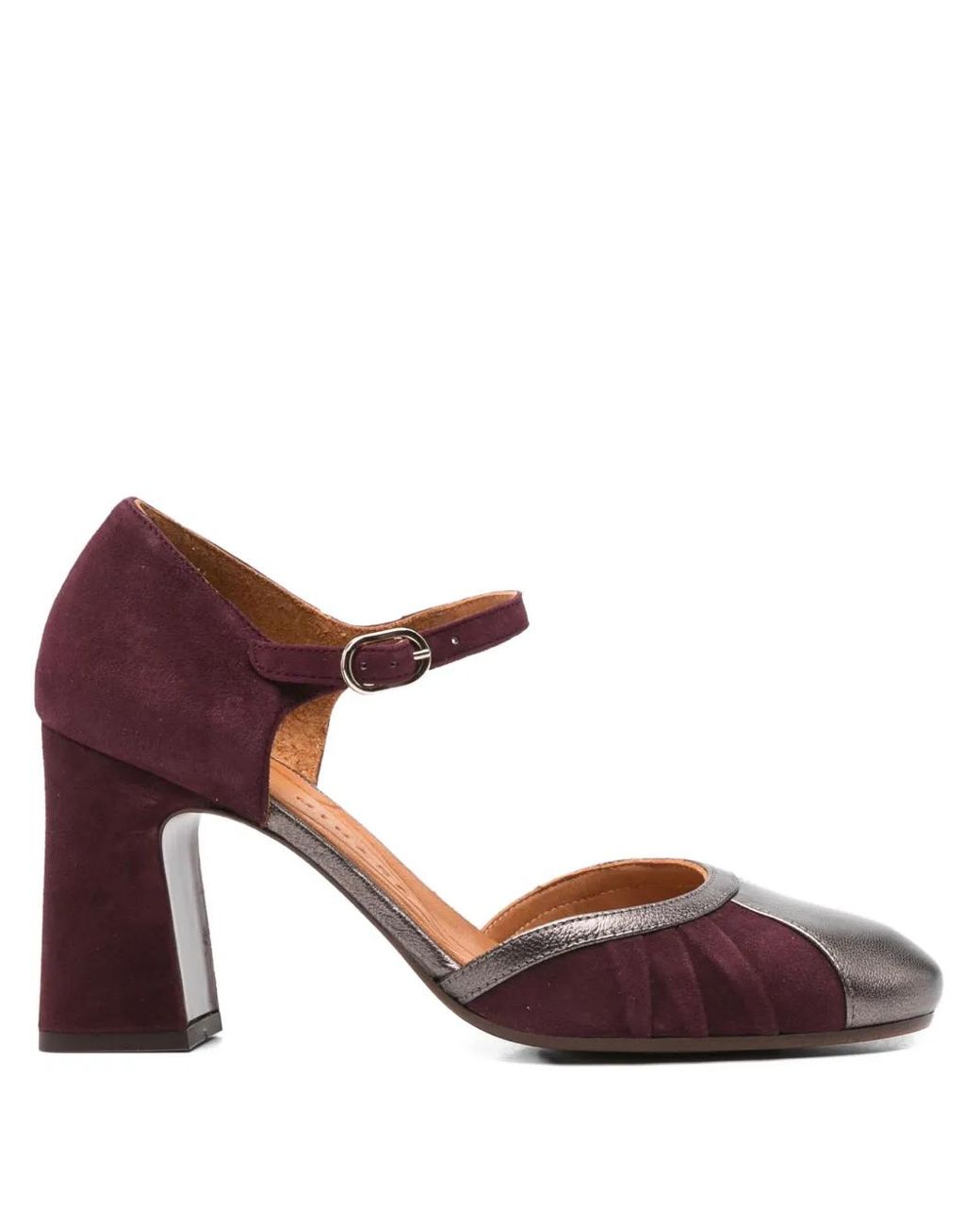 Chie Mihara Brown Block-Heel Ankle-Strap Pumps