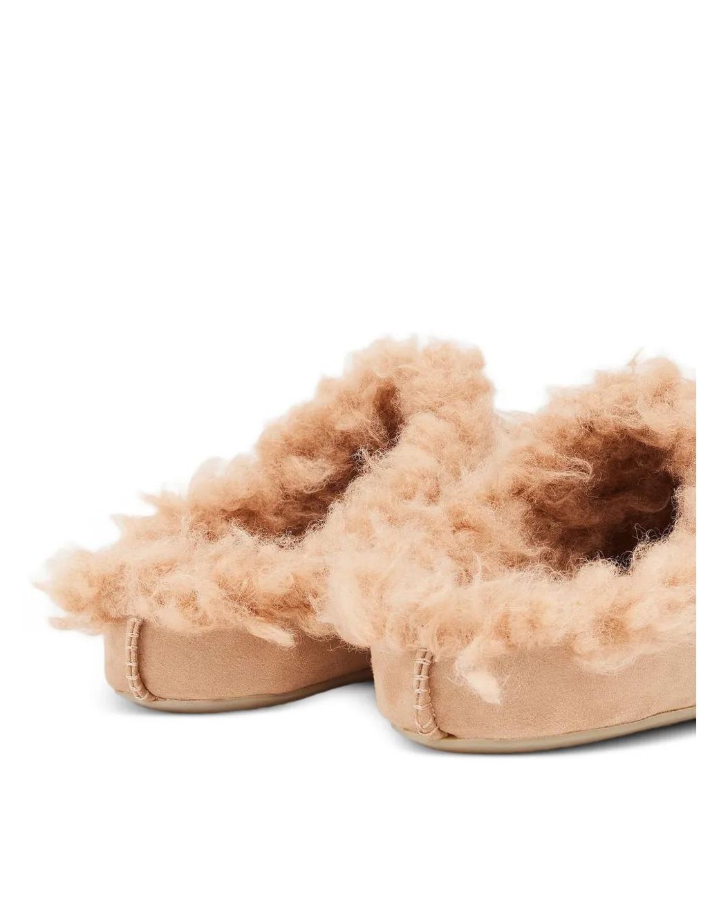 MM6 by Maison Margiela Natural Numeric Shearling-Trim Suede Mules