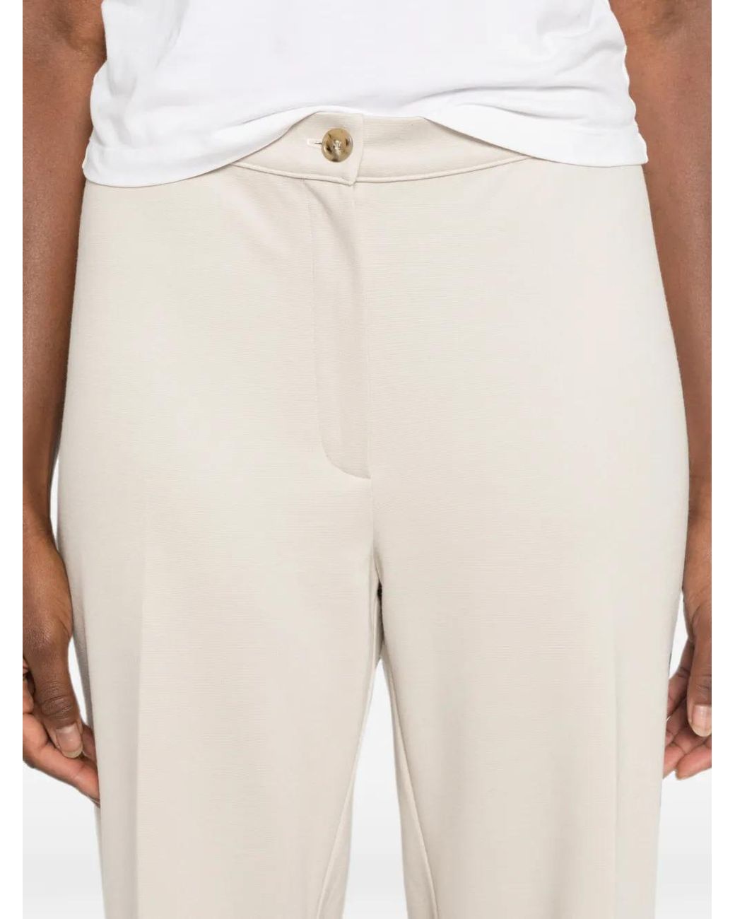 Marina Rinaldi White Button-Fastening Straight-Leg Trousers
