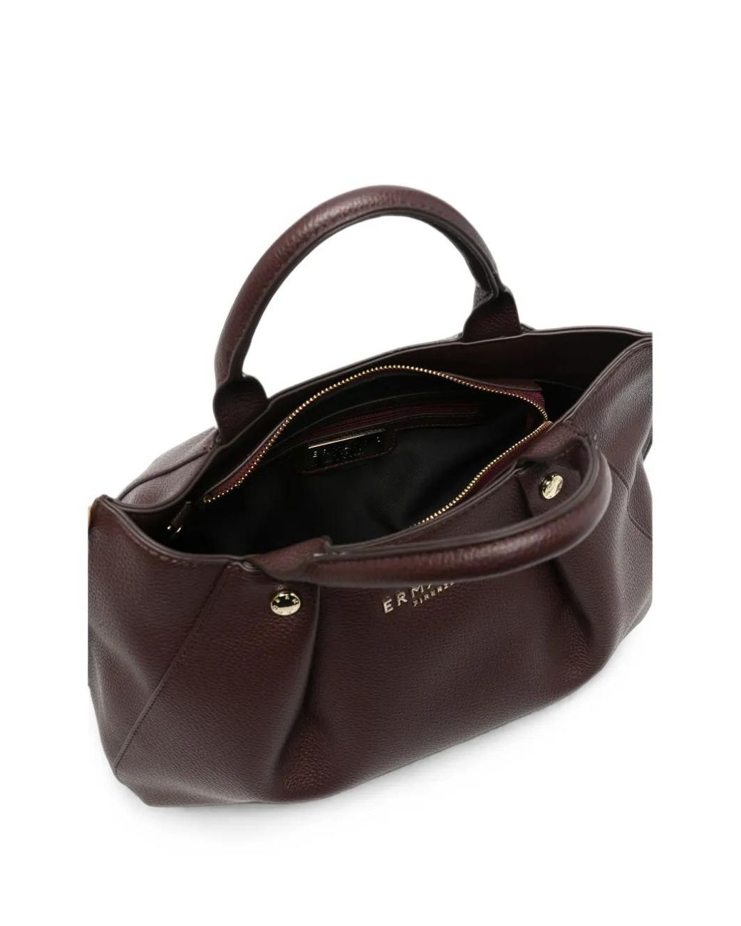 ERMANNO FIRENZE Black Logo-Plaque Pebbled-Leather Tote Bag