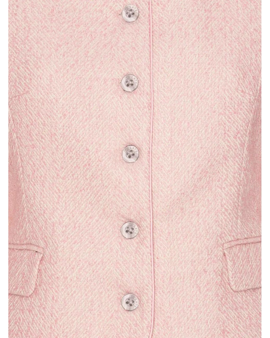ROTATE BIRGER CHRISTENSEN Pink Veste Oversize À Bords Frangés