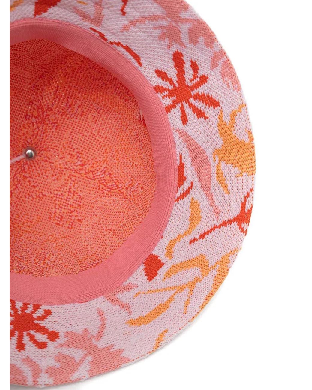 Kangol Red Floral-Intarsia Bucket Hat