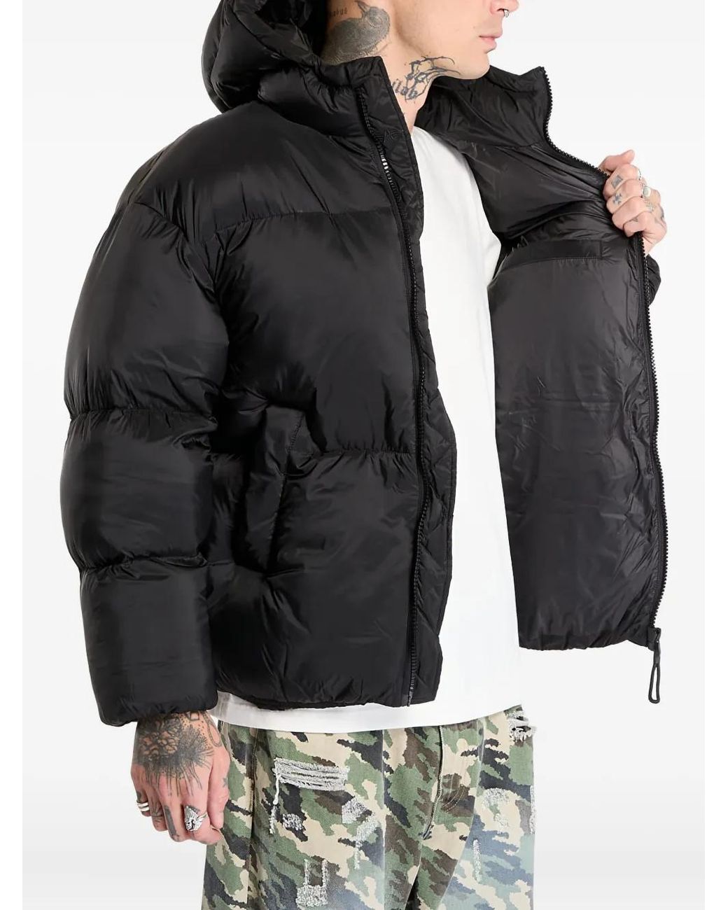 Alpha Industries Black Logo-Patch Padded Jacket for men