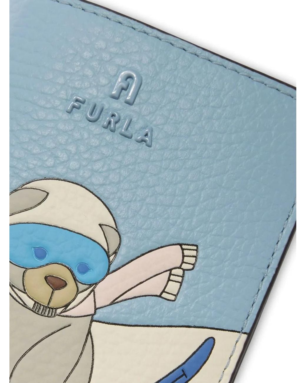 Furla Blue Small Camelia Skiing-Bear Leather Wallet