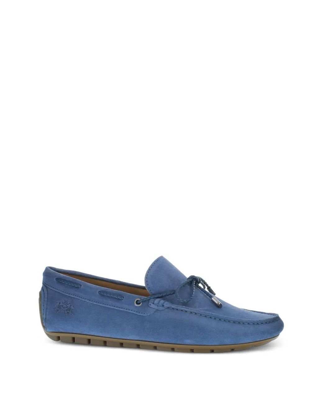 La Martina Blue Napoli Suede Loafers for men