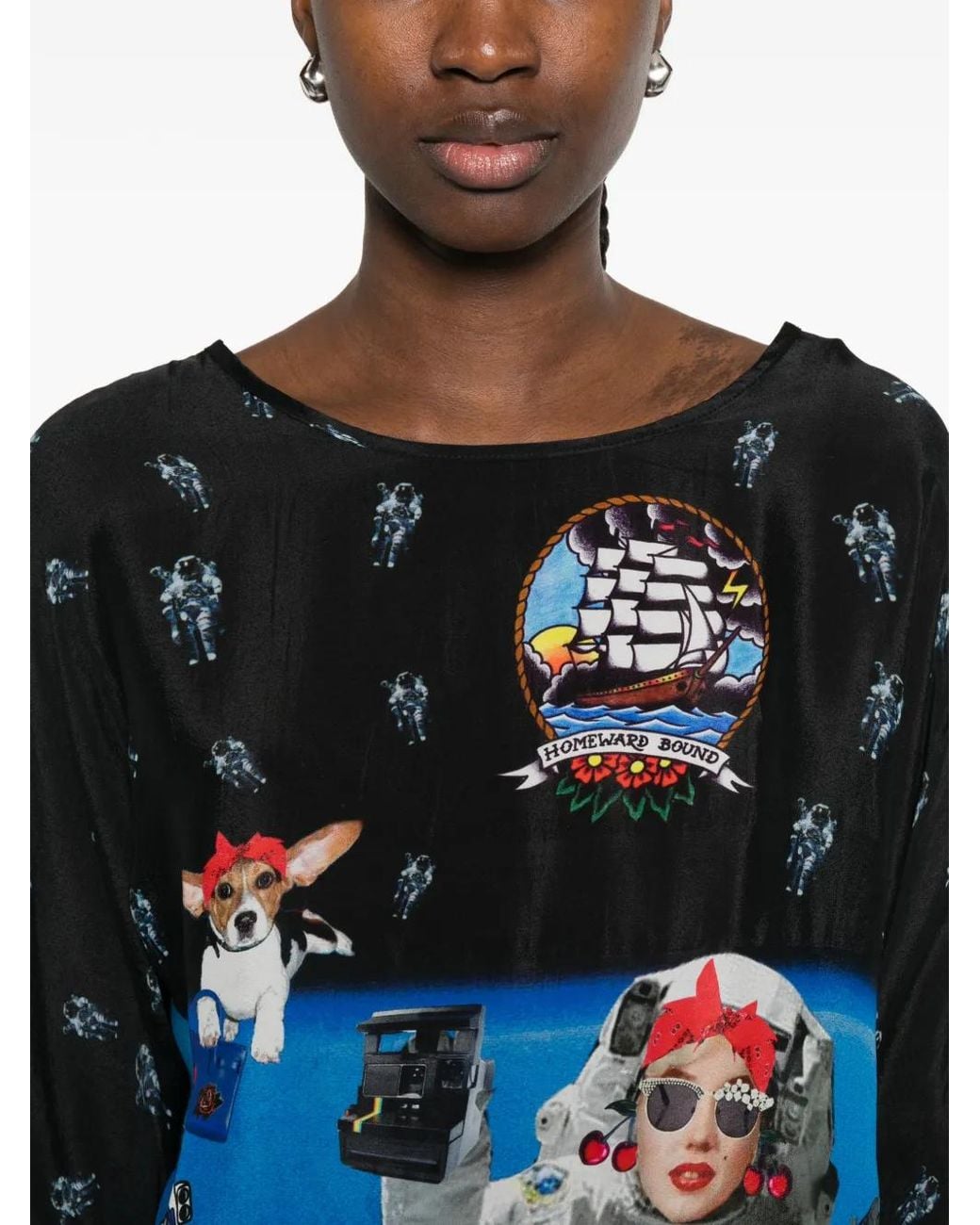 The Artistylist Black Graphic-Print Blouse