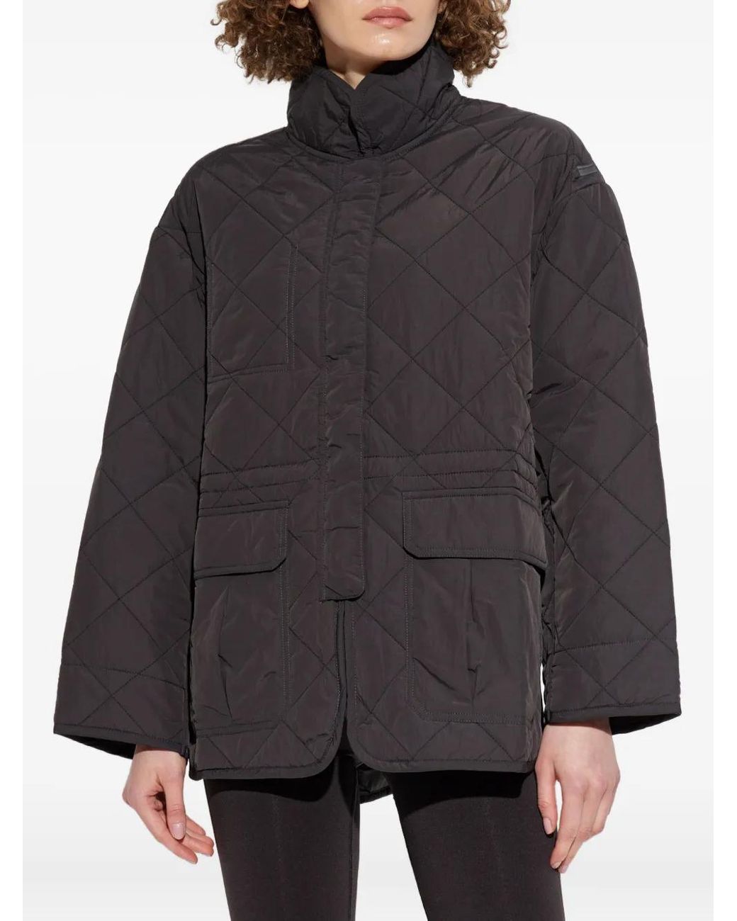 Rethinkit Studios Gray Quilted Diamond-Pattern Jacket
