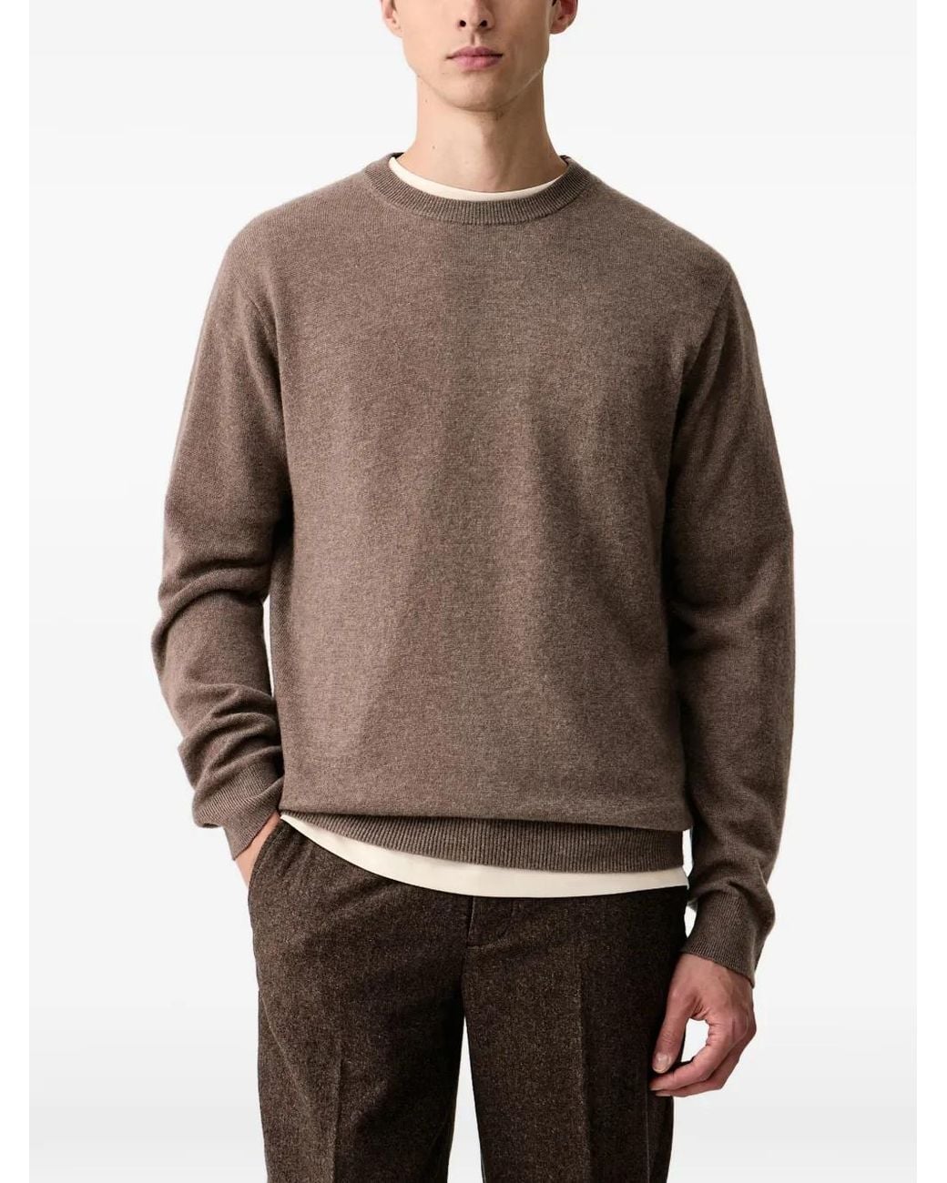 Lindbergh Gray 1927 Crew-Neck Ribbed-Trim Sweater for men