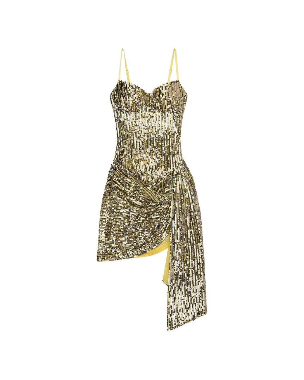 Area Green Sequin-Embellished Wrapped Dress