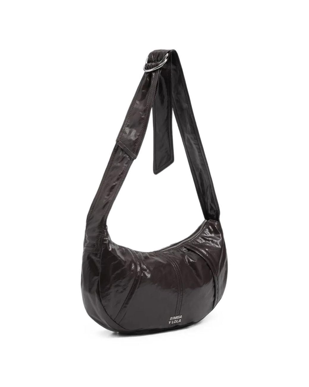 Bimba Y Lola Black Medium Moon Suitcase With Eggplant Shimmer