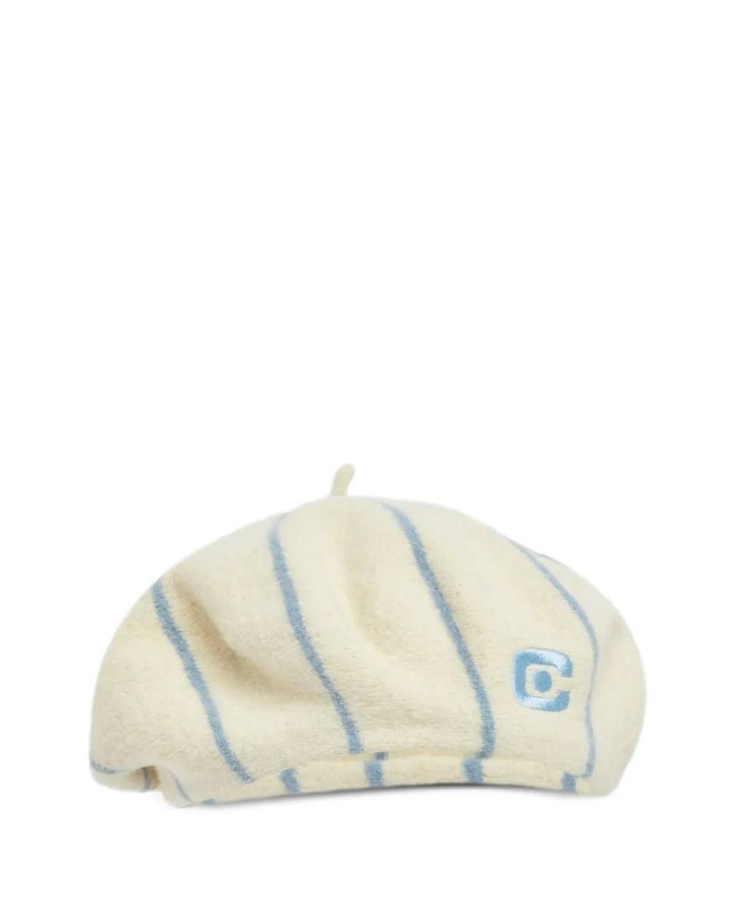 CAREL PARIS White Mariniere Striped Wool Beret