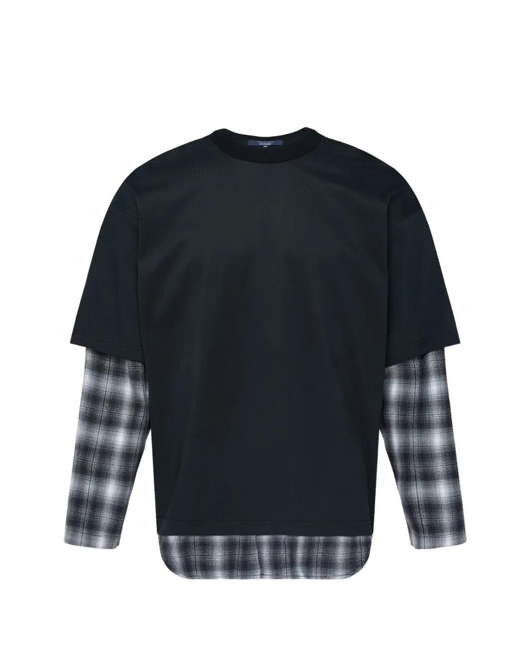 Comme des Garçons Blue Layered Check-Pattern T-Shirt for men