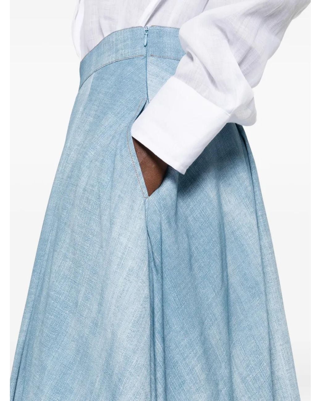 Ermanno Scervino Blue Embroidered Long Skirt