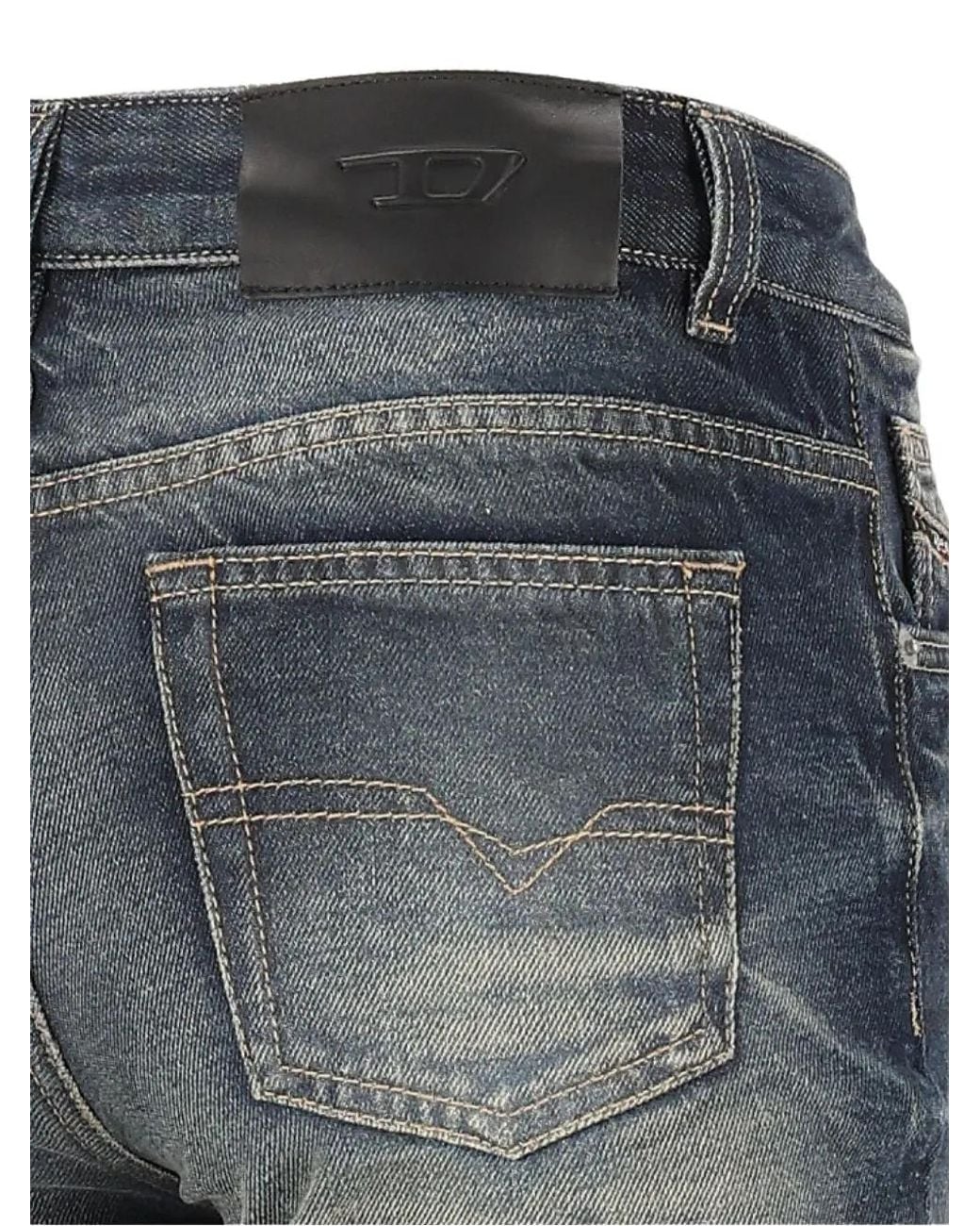 DIESEL Blue Faded Zip-Detail Jeans