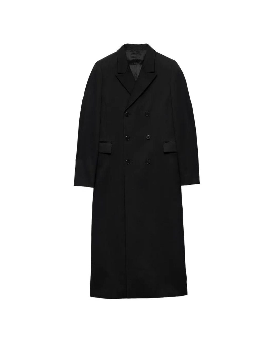 Prada Black Double-Breasted Wool Coat for men