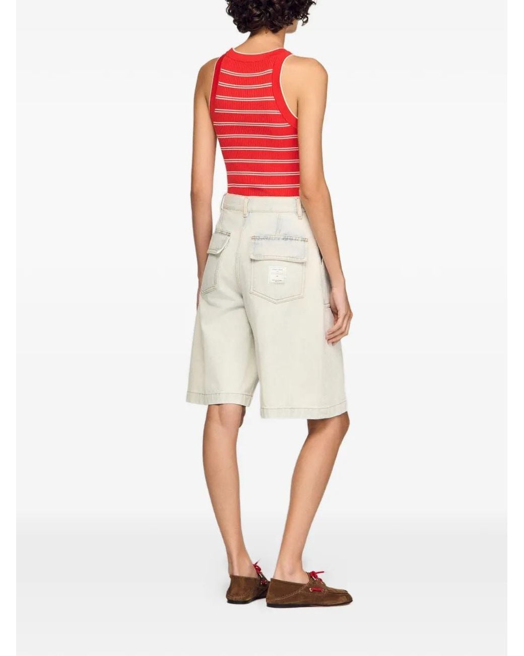 Sandro White Short En Jean À Effet Délavé