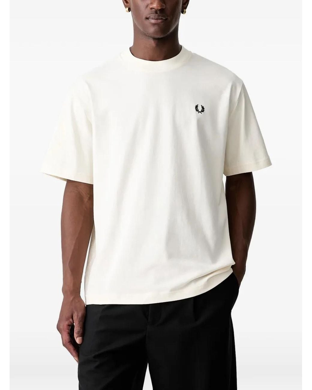 Fred Perry White Cotton T-Shirt for men