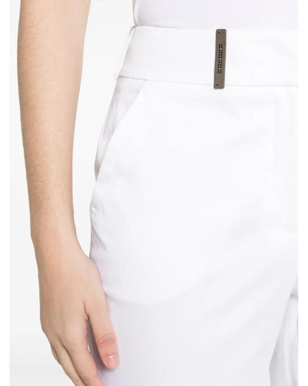 Peserico White High-Waist Cropped Trousers