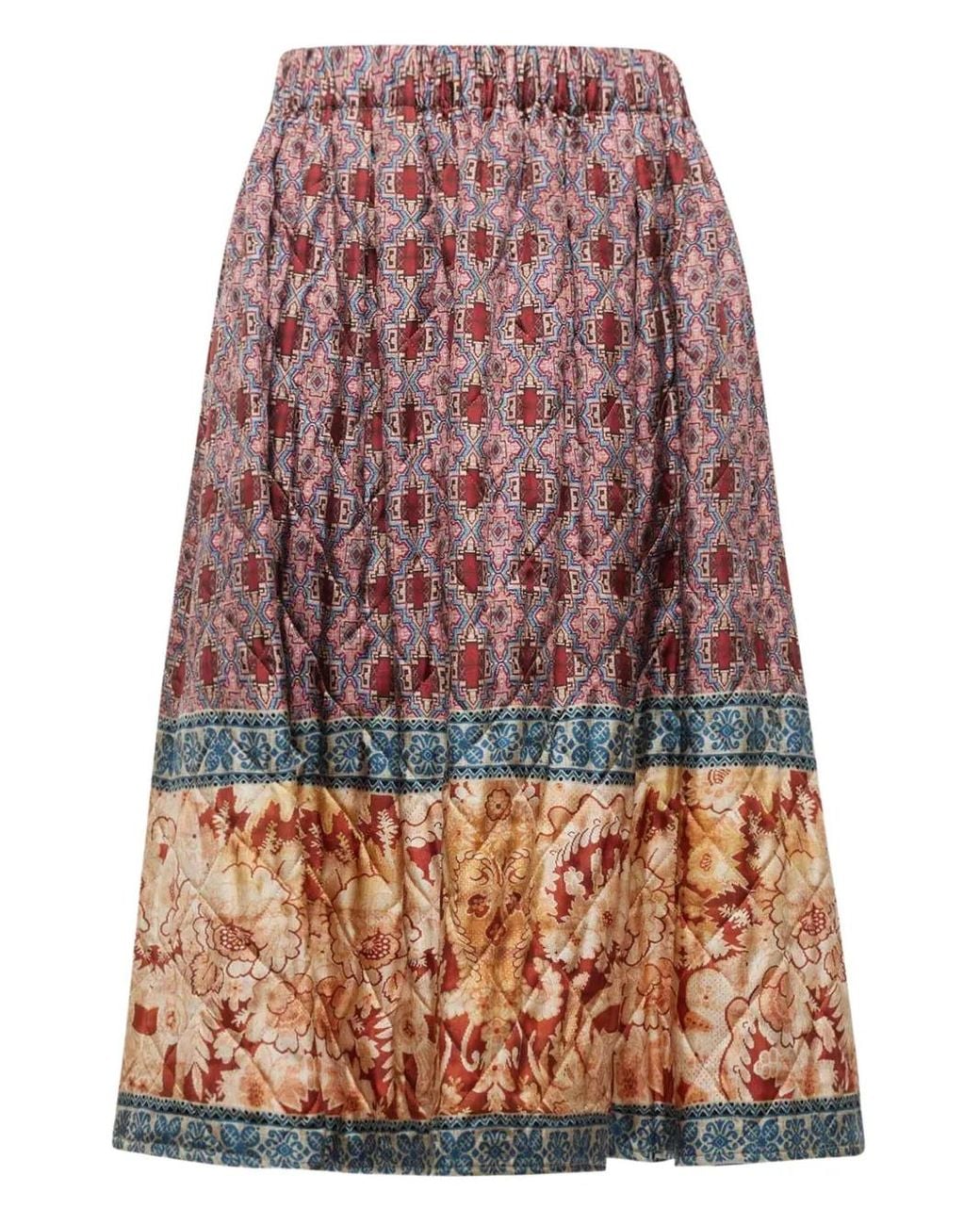 Pierre Louis Mascia Pink Geometric-Pattern Midi Skirt