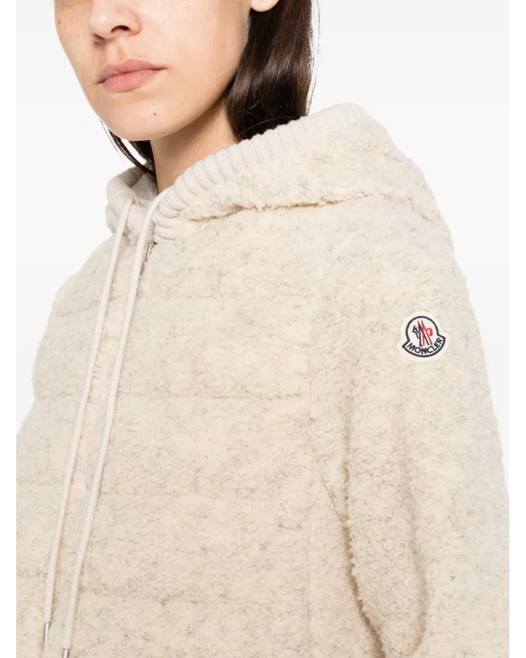 Moncler White Quilted Fleece-Texture Puffer Jacket
