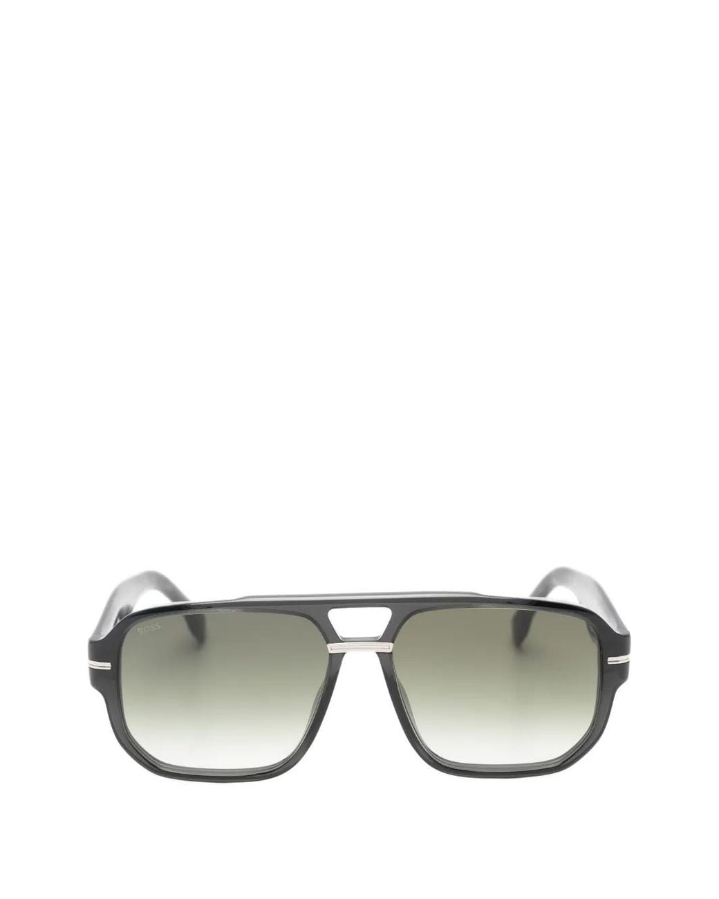 Boss Gray Pilot-Frame Double-Bridge Sunglasses for men