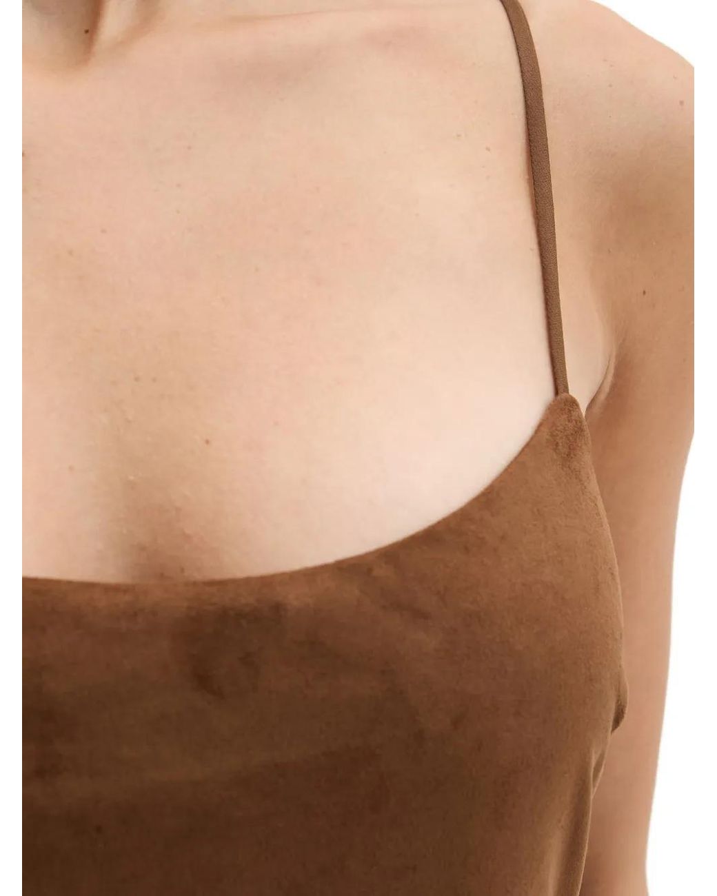 Bardot Brown Suede-Effect Spaghetti-Strap Dress