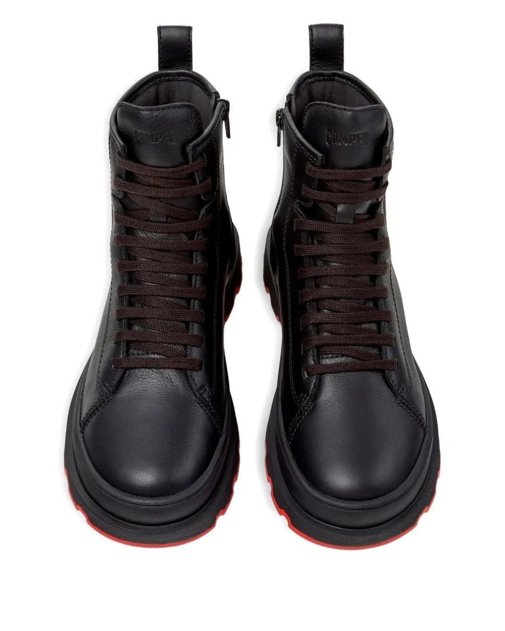 Camper Black Lace-Up Leather Combat Boots