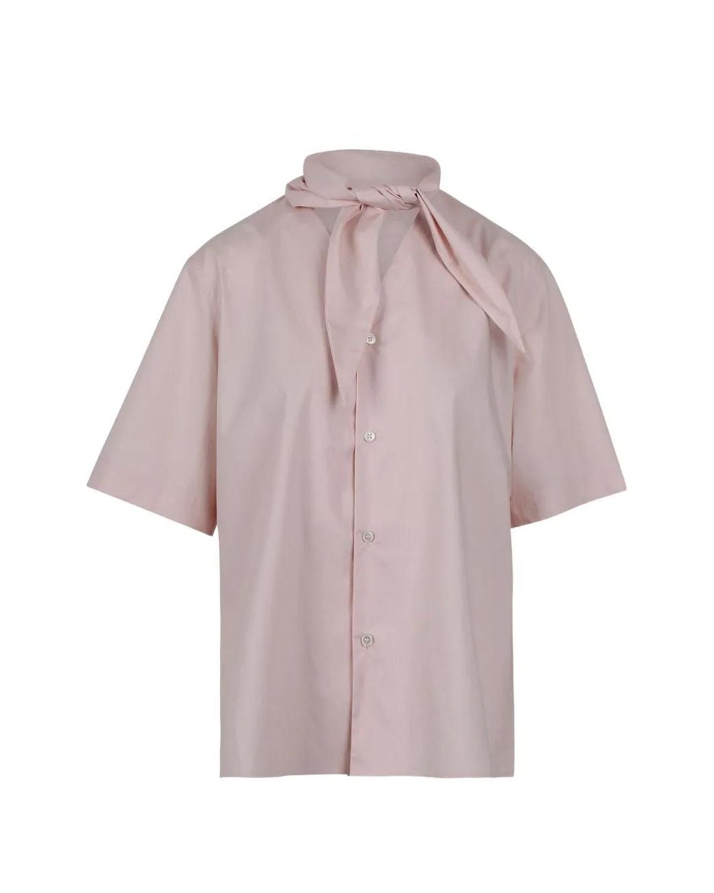 Plan C Pink Scarf-Embellished Shirt