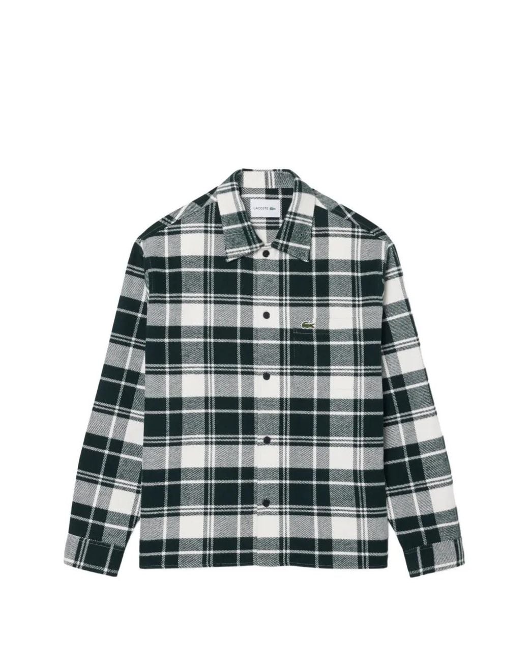 Lacoste Green Check-Pattern Long-Sleeve Shirt for men