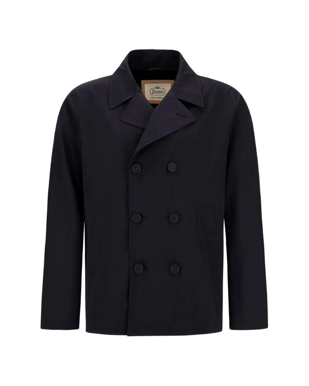 Herno Blue Double-Breasted Peacoat for men