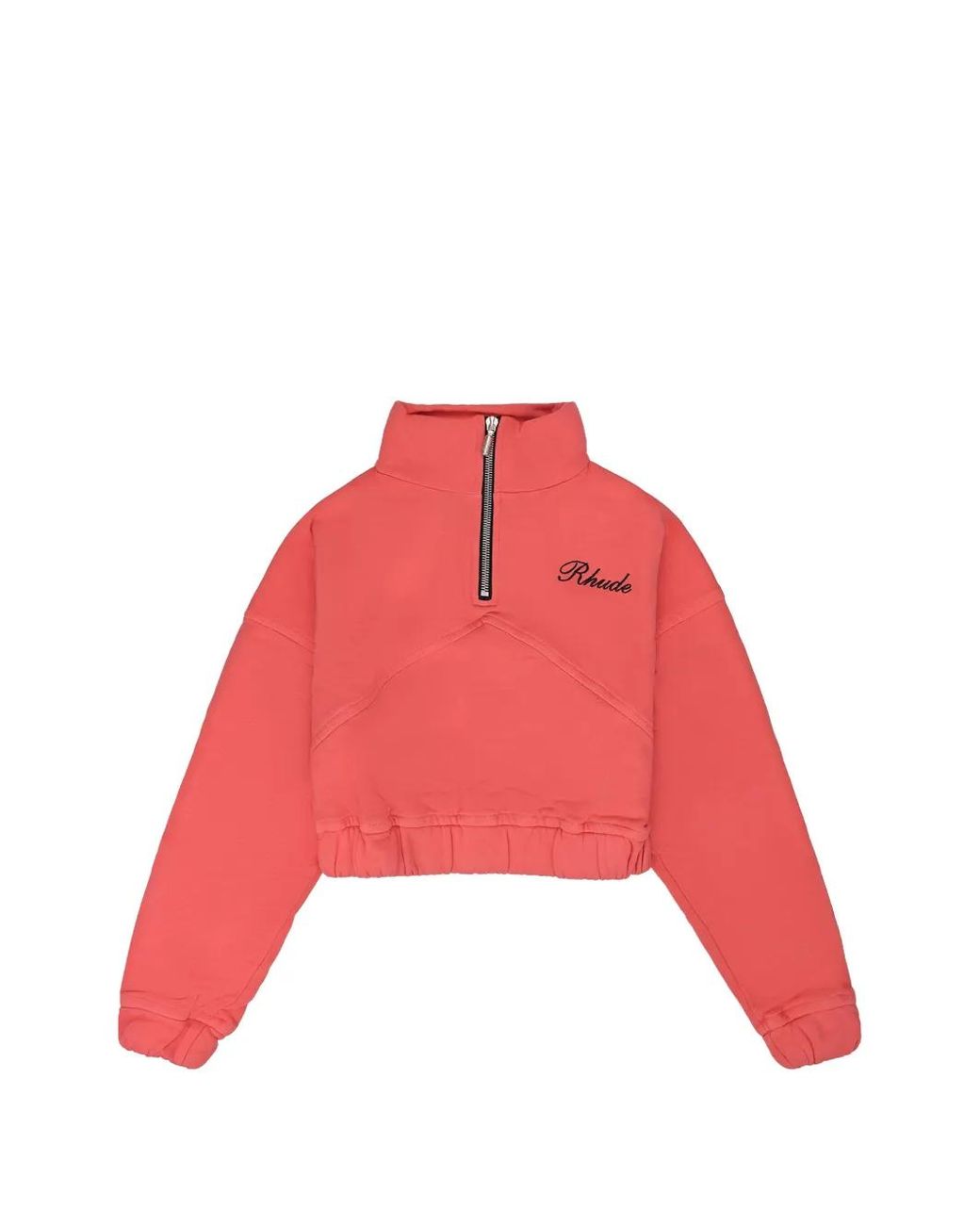 Rhude Red Cropped Quarter-Zip Jacket for men