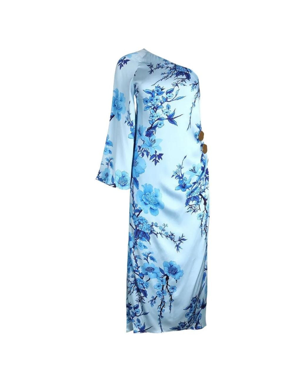 Borgo De Nor Blue Atlantis One-Shoulder Midi Dress