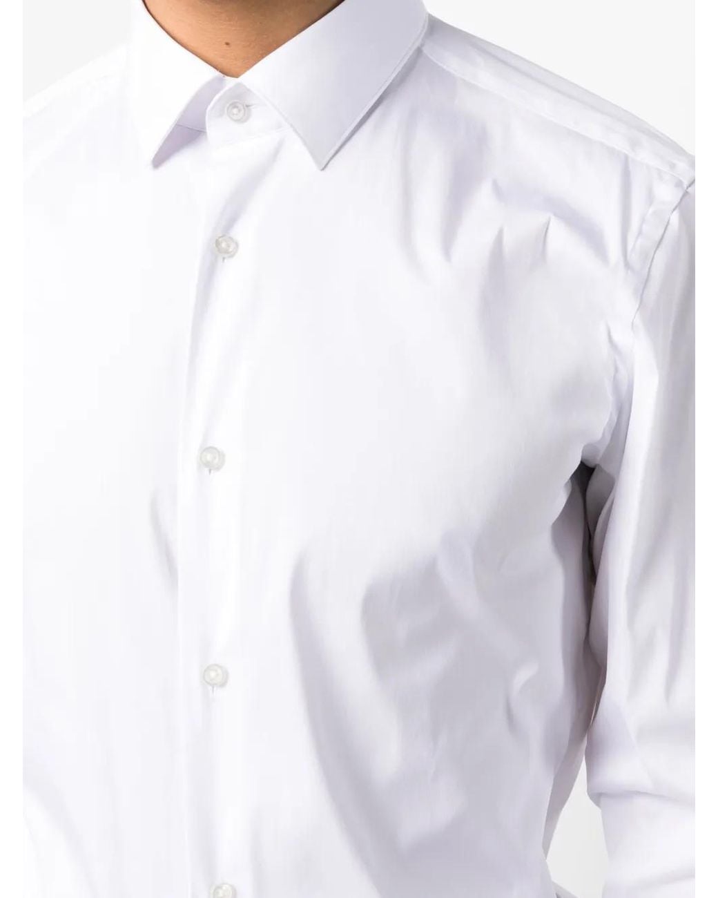 Boss White Long-Sleeve Buttoned Shirt for men