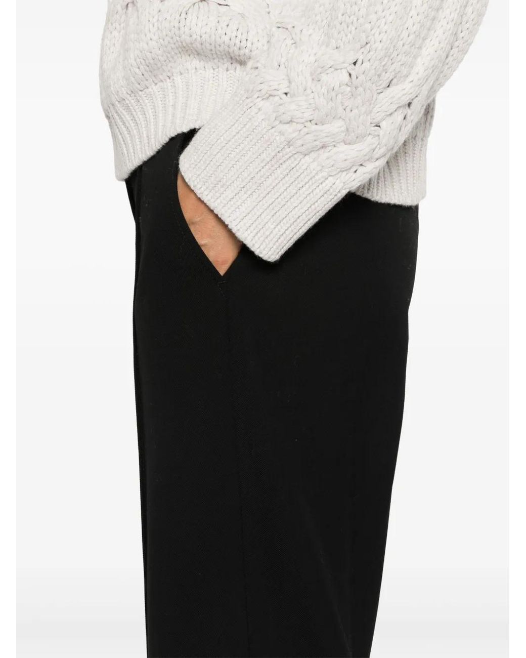Brunello Cucinelli Black Viscose Casual Pants
