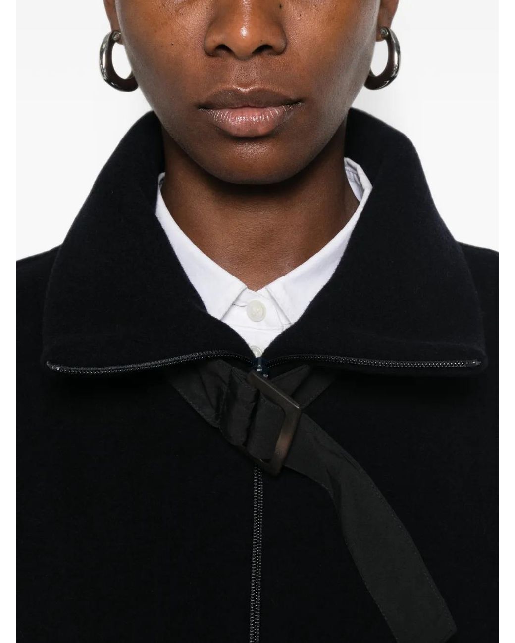 Co.Go Black Buckle-Detail Wide-Sleeve Jacket