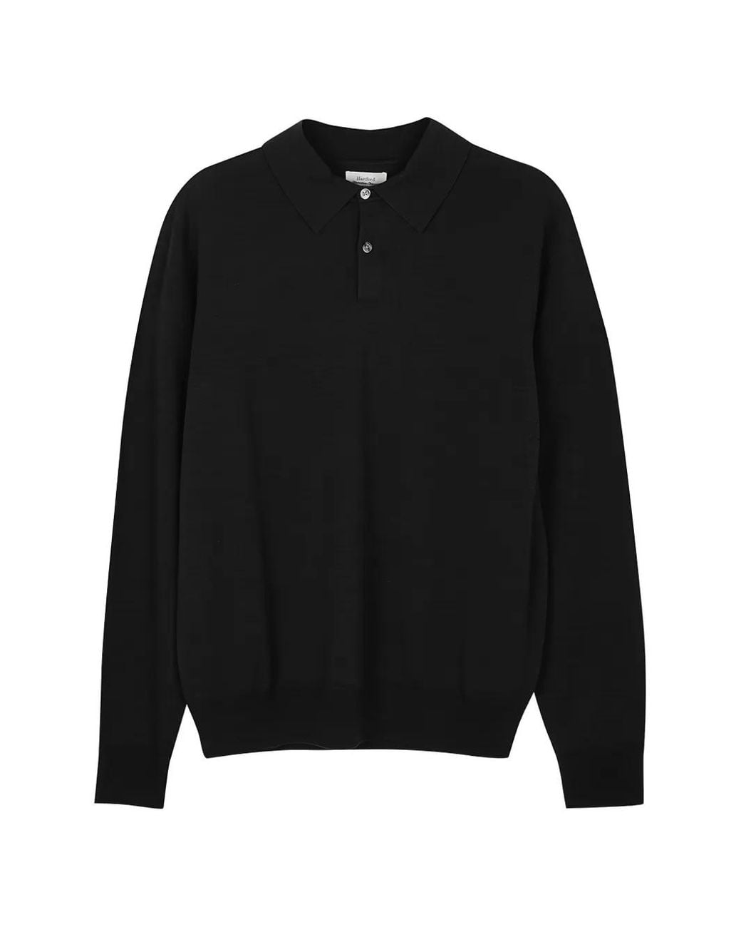 Hartford Black Long-Sleeve Merino Polo Sweater for men