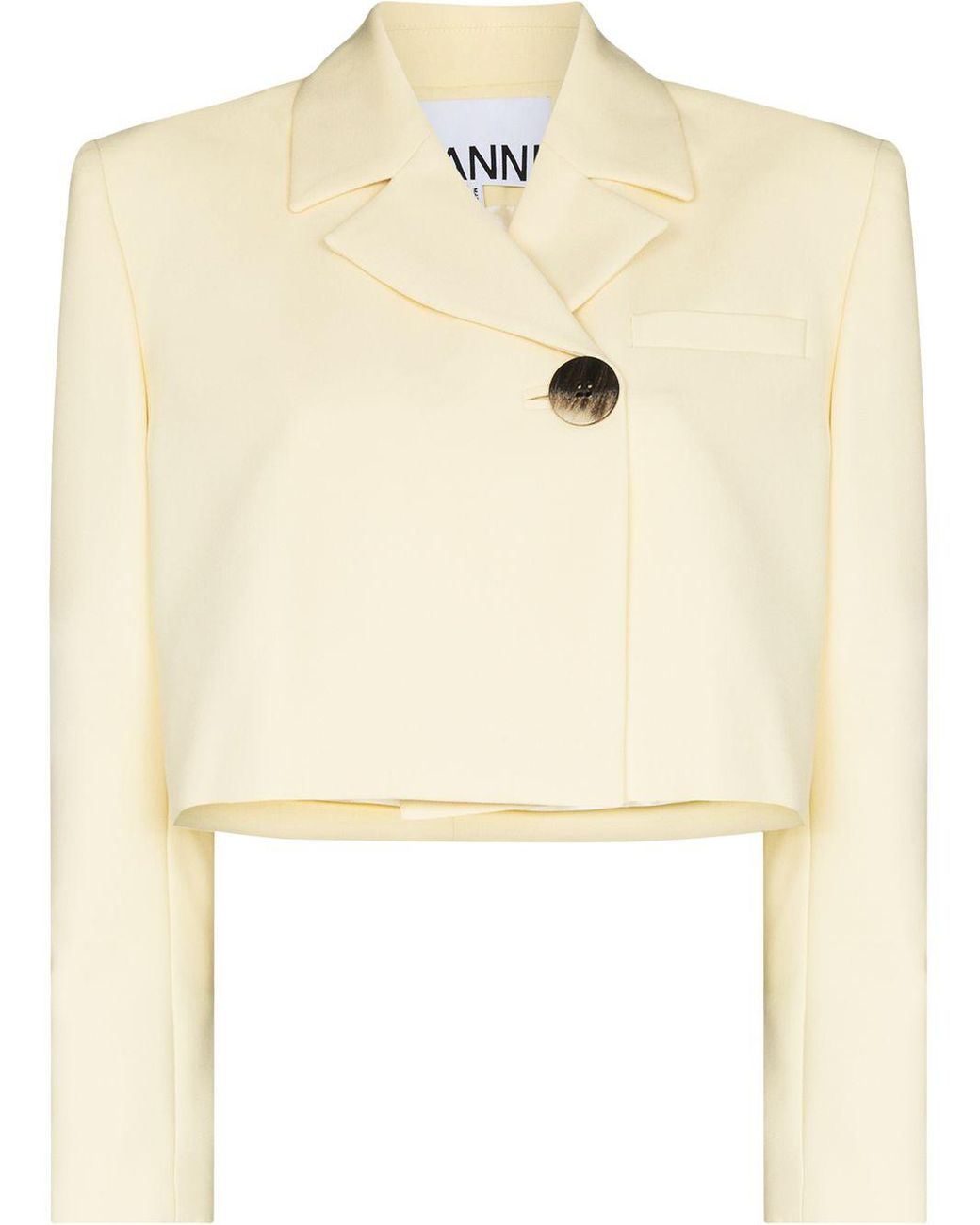 Ganni Cropped Suit Blazer in Yellow | Lyst