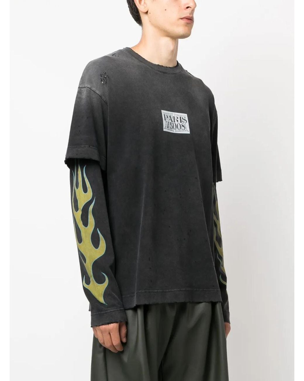 Givenchy Black Logo-Print Double-Layer T-Shirt for men
