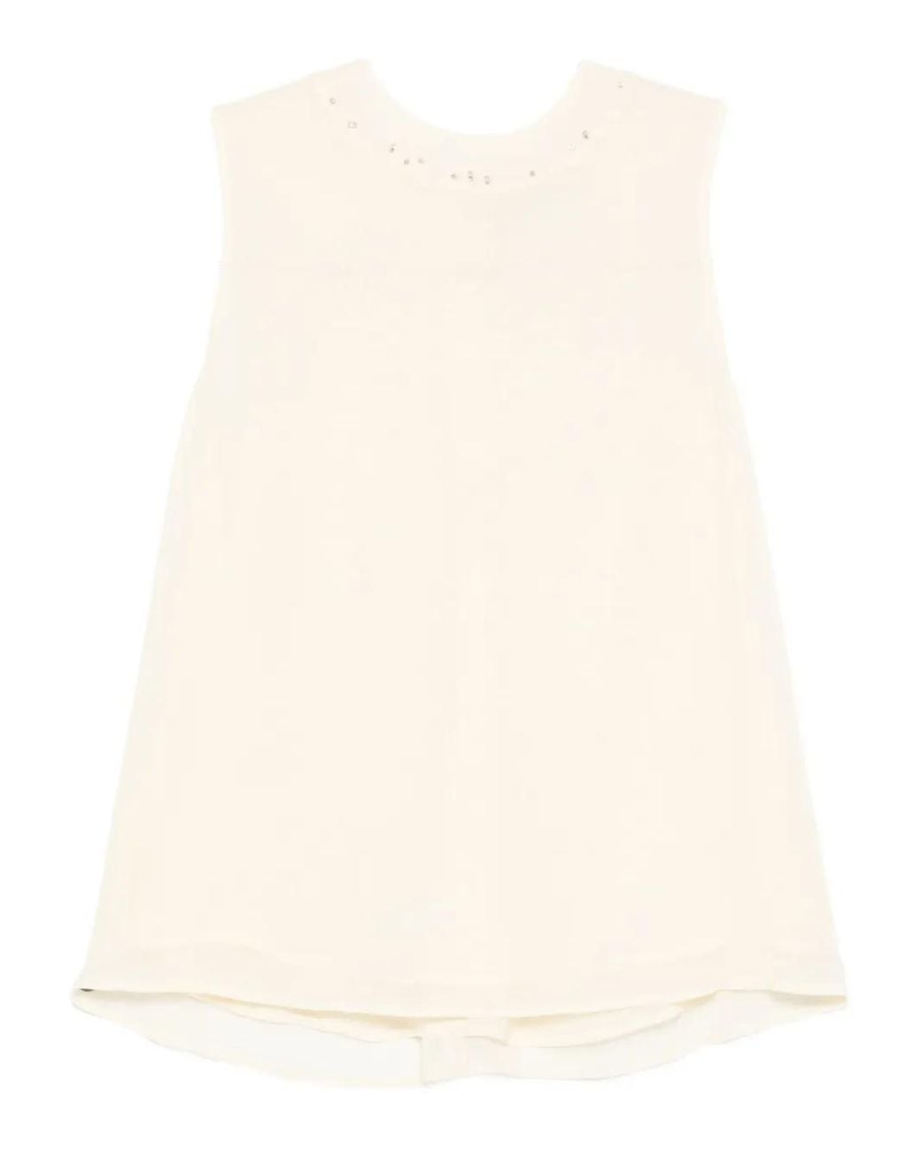 Forte_forte Natural Embellished-Detail Sleeveless Blouse