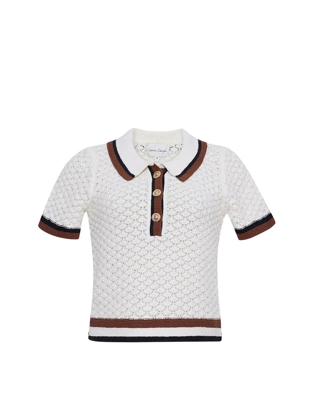 Cara Cara White Ginger Crochet Polo Shirt